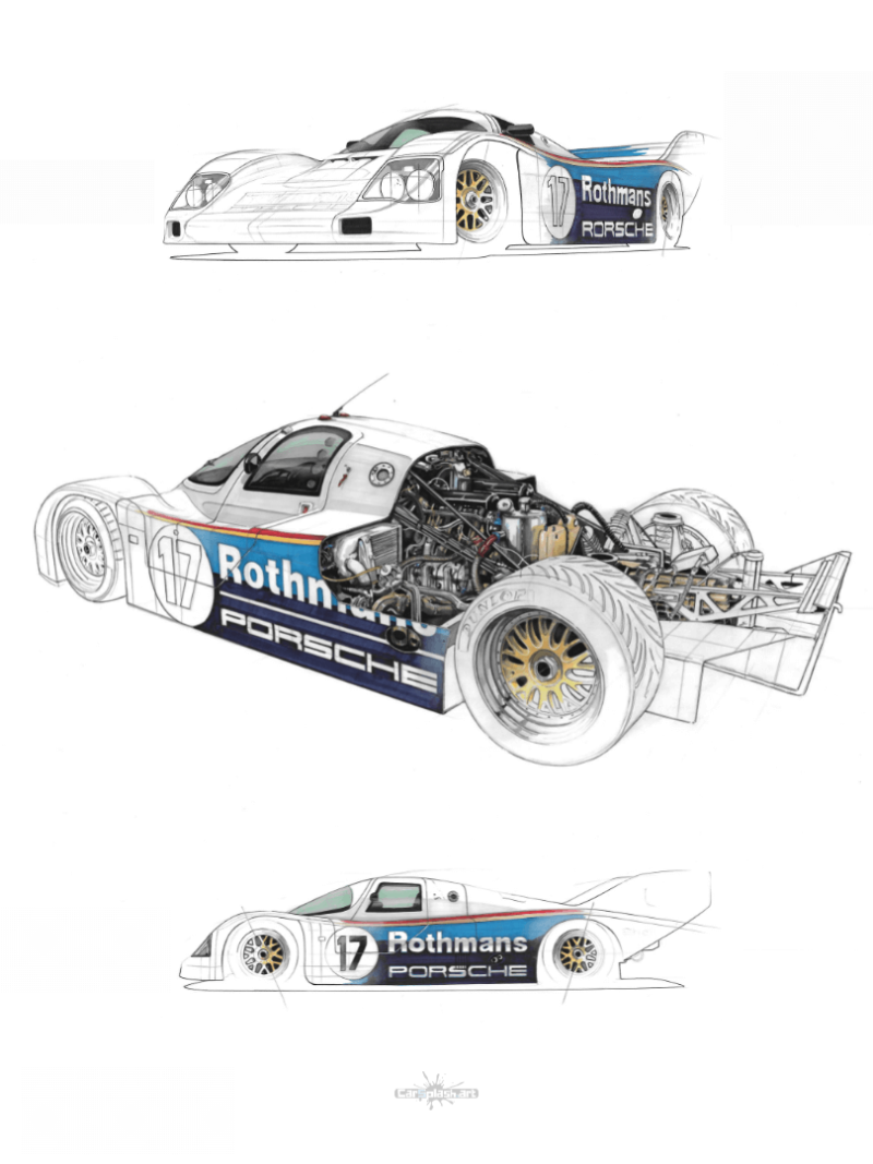 956 Porsche racing poster