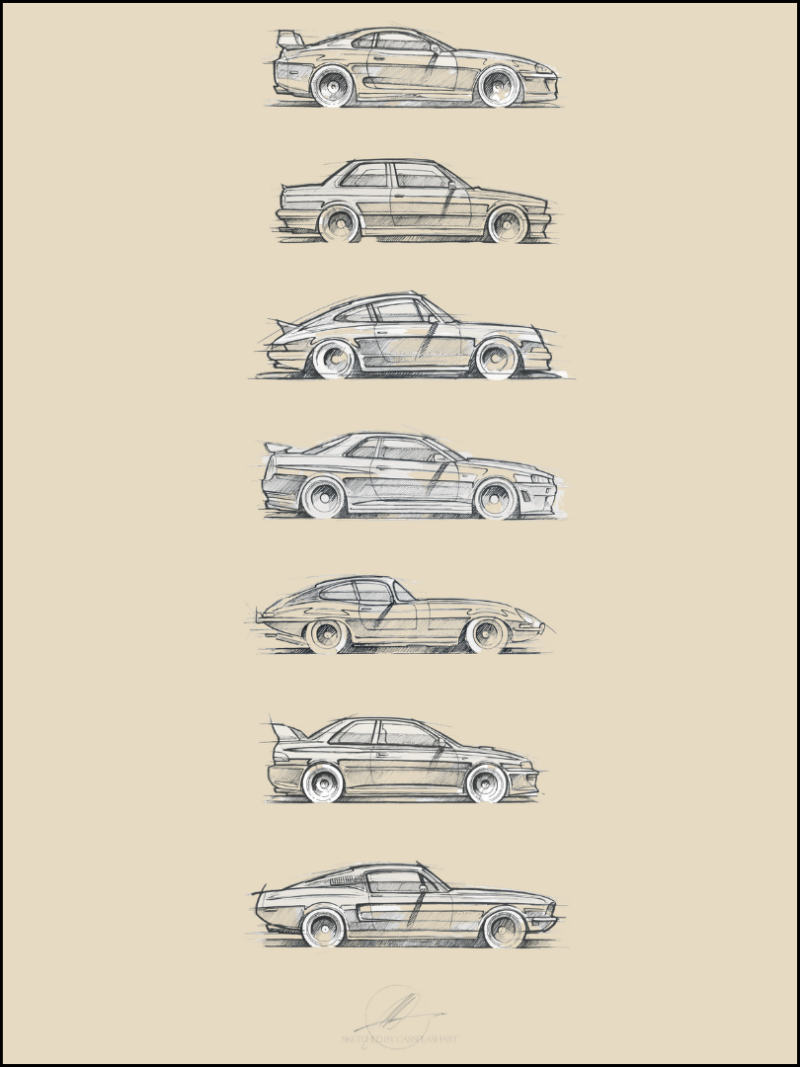 Classic Cars sketch sand